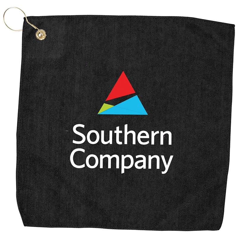 15" X 15" RPET Hemmed Golf Towel with Hook & Grommet