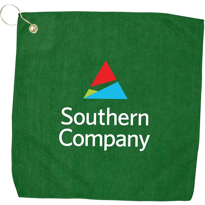 15" X 15" RPET Hemmed Golf Towel with Hook & Grommet