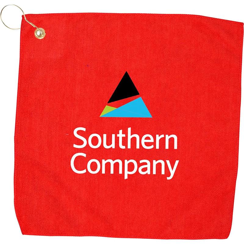 15" X 15" RPET Hemmed Golf Towel with Hook & Grommet