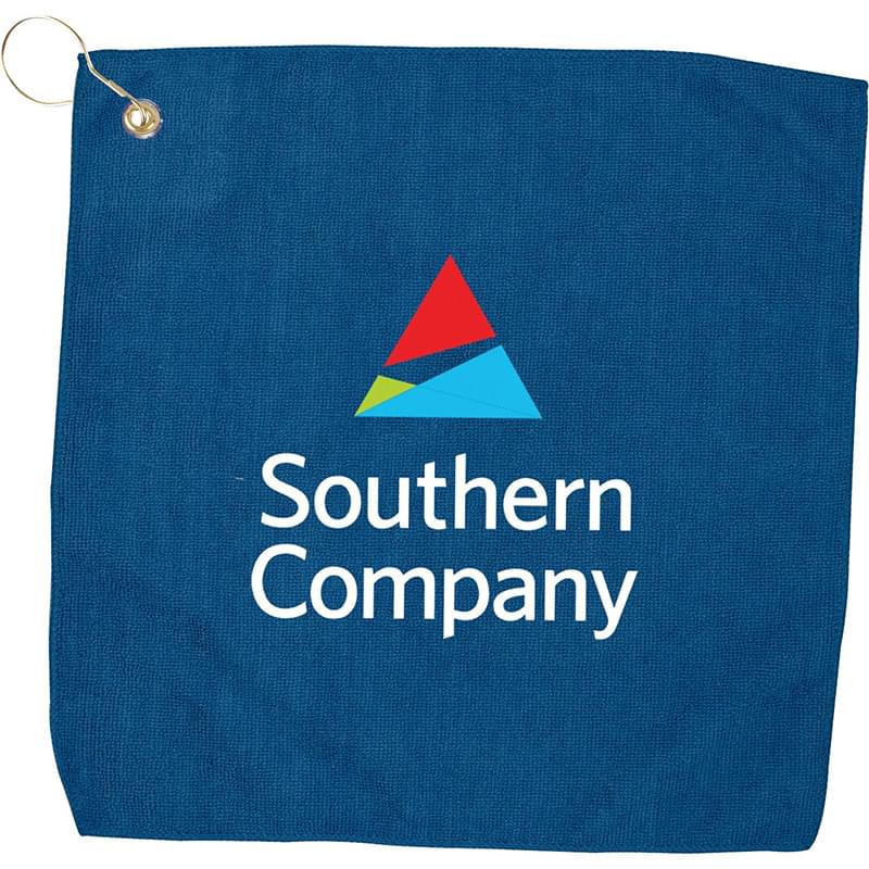 15" X 15" RPET Hemmed Golf Towel with Hook & Grommet