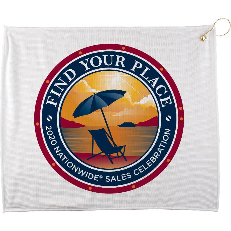 15" x 18" Full Color Polyester Blend White Towel