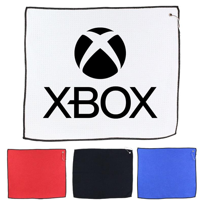 15" X 18" RPET Waffle Golf Towel with Hook & Grommet