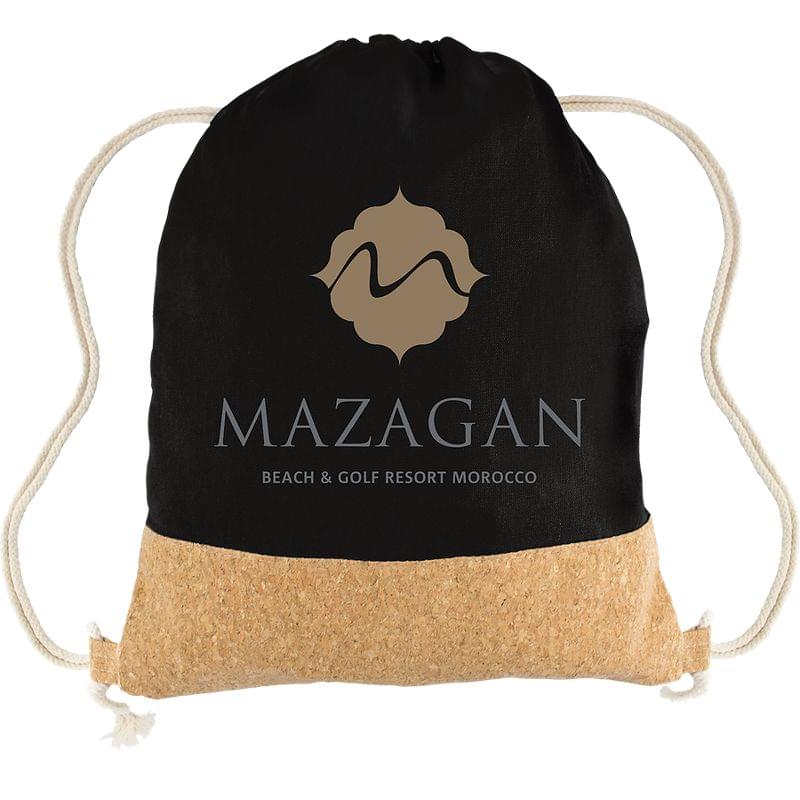 Cotton Canvas Drawstring Backpack with Cork