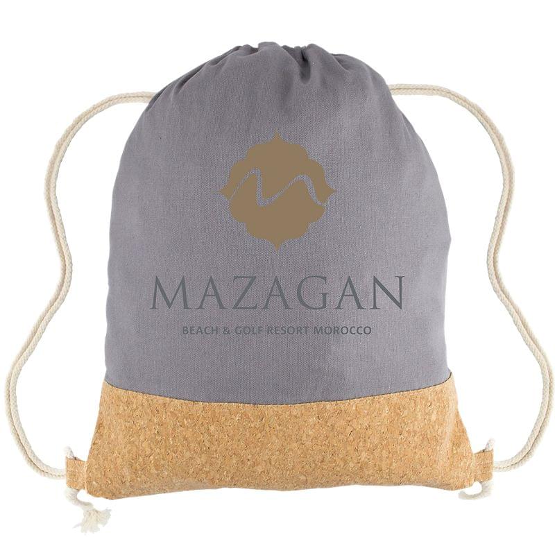 Cotton Canvas Drawstring Backpack with Cork