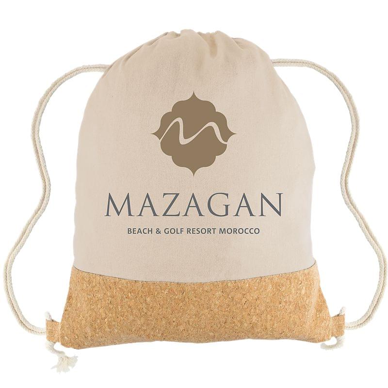 Cotton Canvas Drawstring Backpack with Cork
