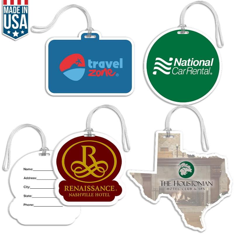 XL Full Color Custom Shaped Bag Tag w/ Clear Loop