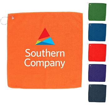 15" X 15" RPET Hemmed Golf Towel with Hook & Grommet