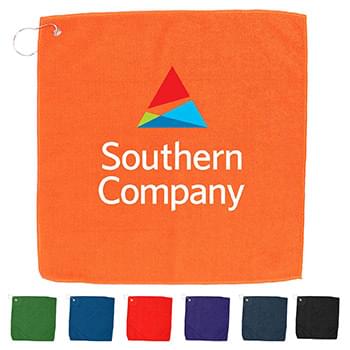 15" X 15" RPET Hemmed Golf Towel with Hook & Grommet