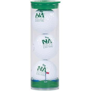 3 Ball Clear Tube w/ Pinnacle Rush Golf Balls