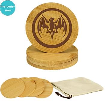Drinkmat Set Of 4 Bamboo Coasters W/ Canvas Pouch