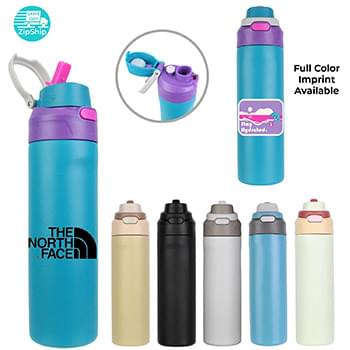 24 oz Double-Wall Stainless Steel Bottle with 2-in-1 Lid