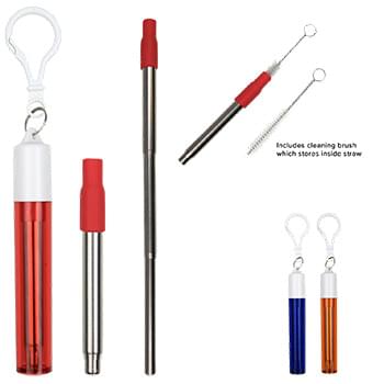 Collapsible Stainless Steel Straw W/ Silicone Tip