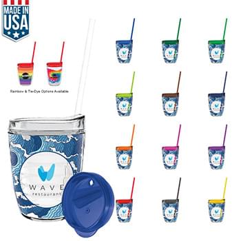 12 oz Made In The USA Tumbler w/ Lid & Straw