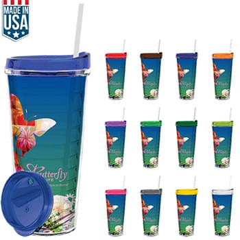 22 oz Made In The USA Tumbler w/ Lid & Straw